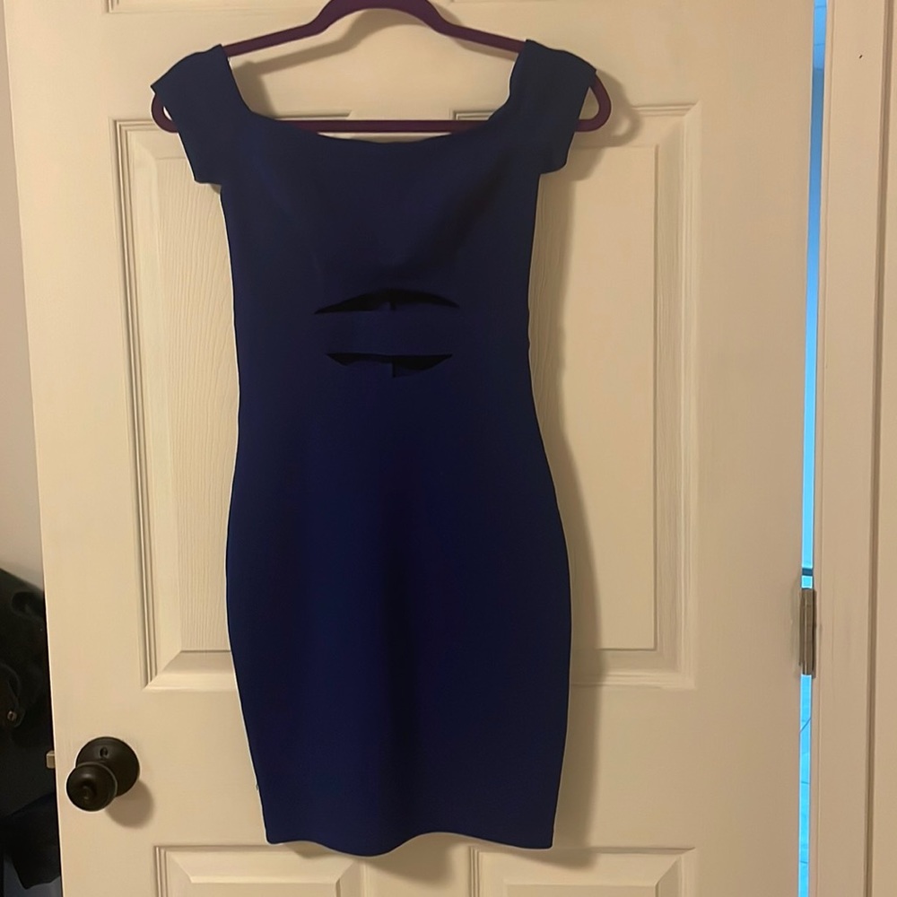 Navy off the shoulder size 1 juniors cocktail dress